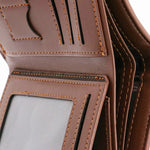 Load image into Gallery viewer, Double Sided Photo Leather Mens Trifold Vertical Wallet
