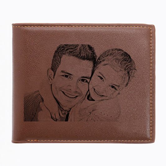 Personalized Double-Sided Photo Leather Men's Trifold Wallet