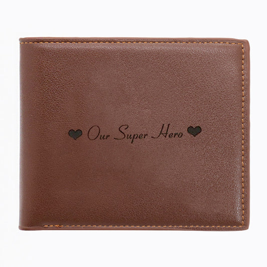 Personalized Photo Genuine Leather Men's Trifold Wallet