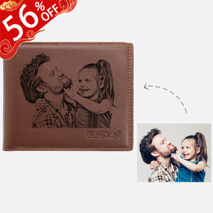 Personalized Photo Genuine Leather Men's Trifold Wallet