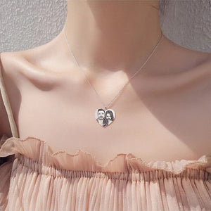 Personalized Heart Shaped Engraved Photo Necklace