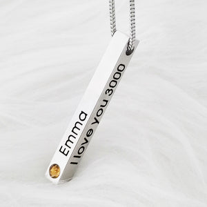 I Love You 3000 Bar Necklace in Sterling Silver to Daughter