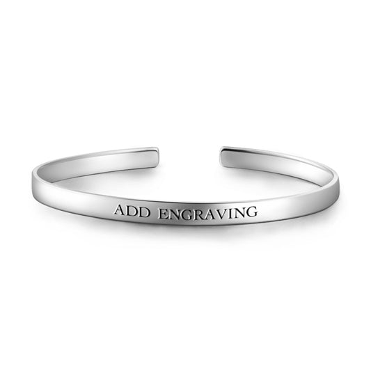 Silver Engravable Cuff Bangle