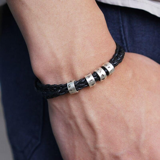 Father's Day Gift!Men Bracelet with Small Custom Beads（1-8 beads）