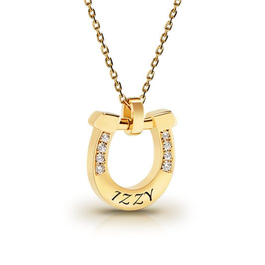 Custom Engraving Horseshoe Necklace Brass