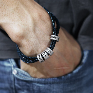 Men Bracelet with Small Custom Beads（15 beads）