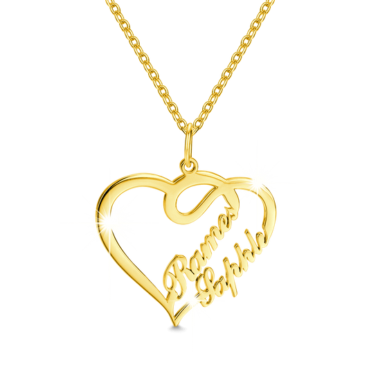 Overlapping Heart Two Name Necklace