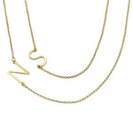 Load image into Gallery viewer, Two Sideways Initial Necklaces in 18k Gold Plating
