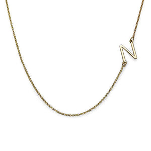 Two Sideways Initial Necklaces in 18k Gold Plating