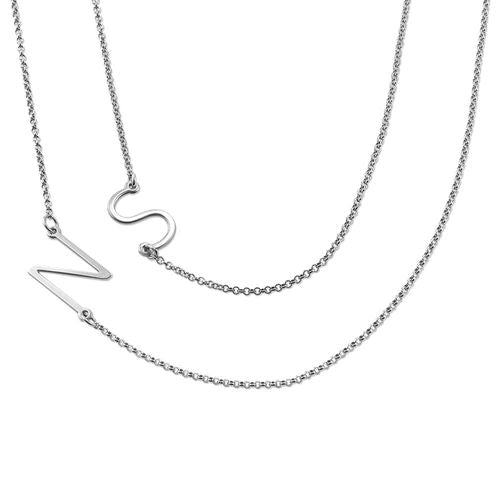 Two Sideways Initial Necklaces