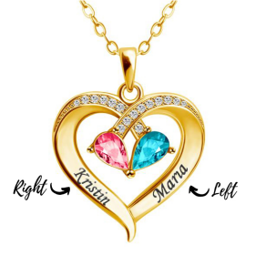 Valentine's Day Gift Forever Love Birthstone & Diamond Heart Pendant Necklace🎀