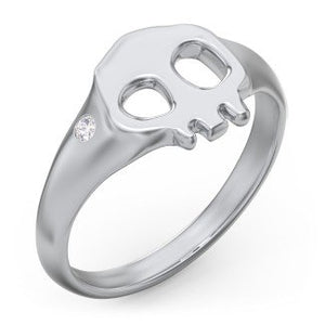 Women's Skull Signet Ring with Rhinestone