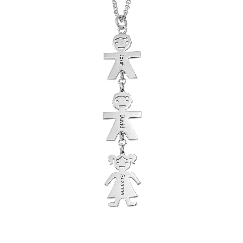 Vertical Mother’s Necklace With Kids（1-8 charms）