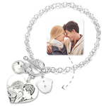 Load image into Gallery viewer, Women&#39;s Photo Engraved Tag Bracelet With Engraving Silver
