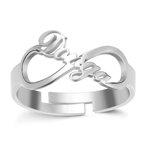Infinity Name Ring Platinum Plated Silver