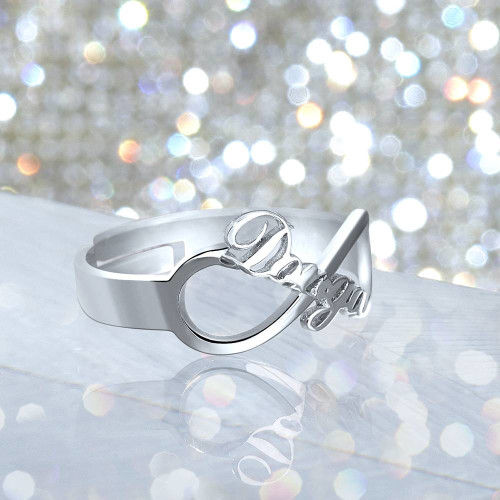 Infinity Name Ring Platinum Plated Silver