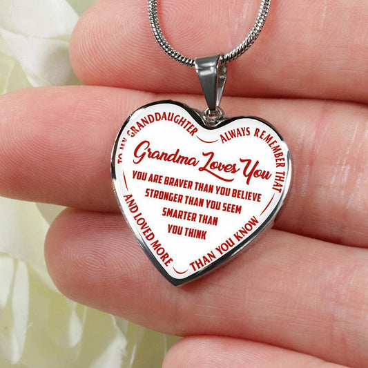 To My Granddaughter Heart Shaped Necklace-always remember that,grandma loves you