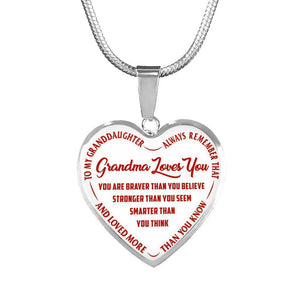 To My Granddaughter Heart Shaped Necklace-always remember that,grandma loves you