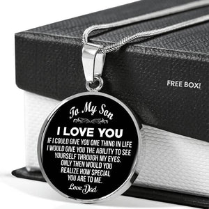 To My Son, One Thing, Love Dad - Circle Necklace Engraving Option