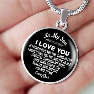 To My Son, One Thing, Love Dad - Circle Necklace Engraving Option