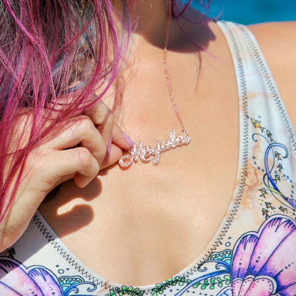 Valentine Gift Personalized Shiny Diamond Name Necklace