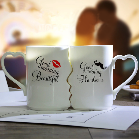Kissing His and Her Porcelain Coffee Mug 2 PC Set