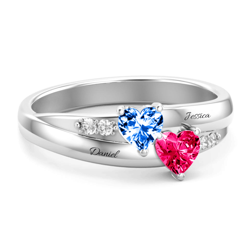 Double Heart Birthstone Promise Ring