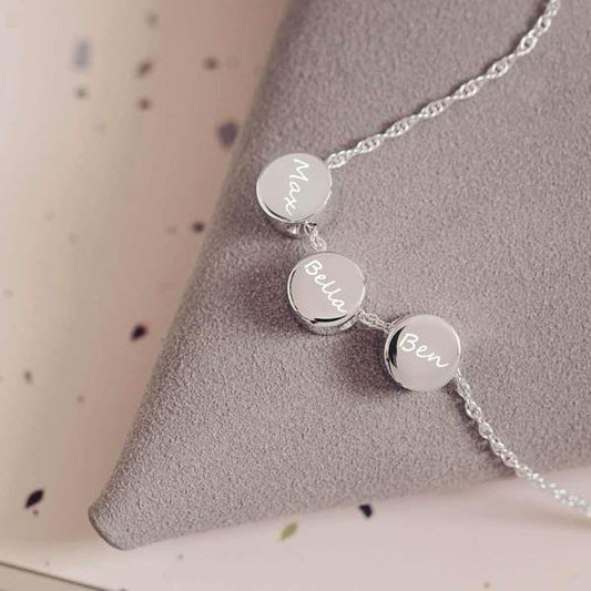 Family Necklace, Three Handprint or Footprint Charms