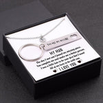 Load image into Gallery viewer, My Man - I Want All Of My Lasts To Be With You - Heart Necklace &amp; Keychain Gift Set
