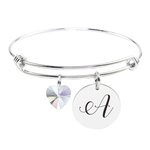 Load image into Gallery viewer, Initial Bangle Made With Swarovski Style Crystals
