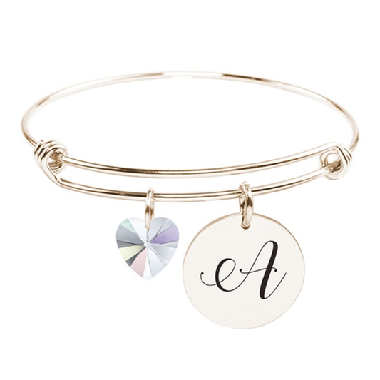 Initial Bangle Made With Swarovski Style Crystals