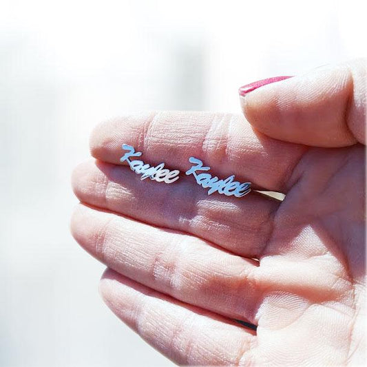 Pair Of Script Name Earrings