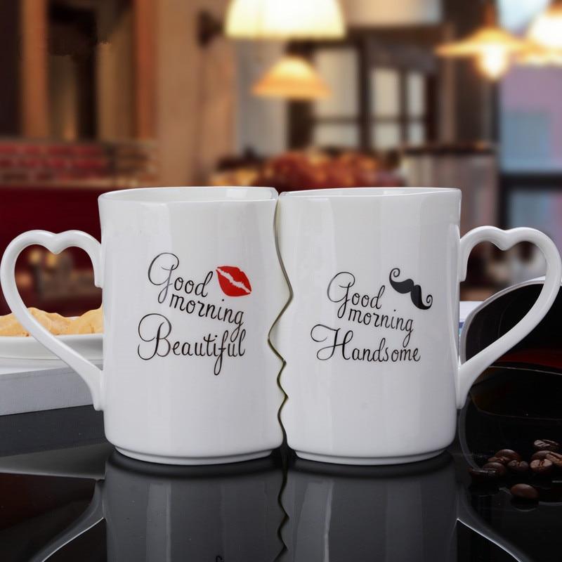 Kissing His and Her Porcelain Coffee Mug 2 PC Set