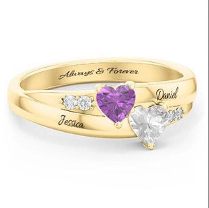 Double-Heart Birthstone Promise Ring